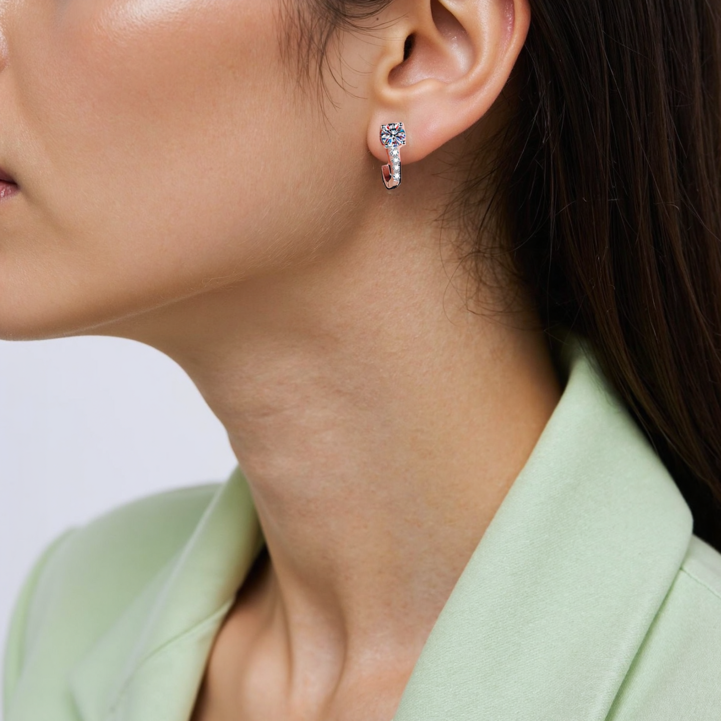 0.5 Carat Round Cut Moissanite Hoop Earring for Women