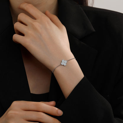 Moissanite Bracelet for Women Adjustable Sterling Silver Chain 6.5-8''