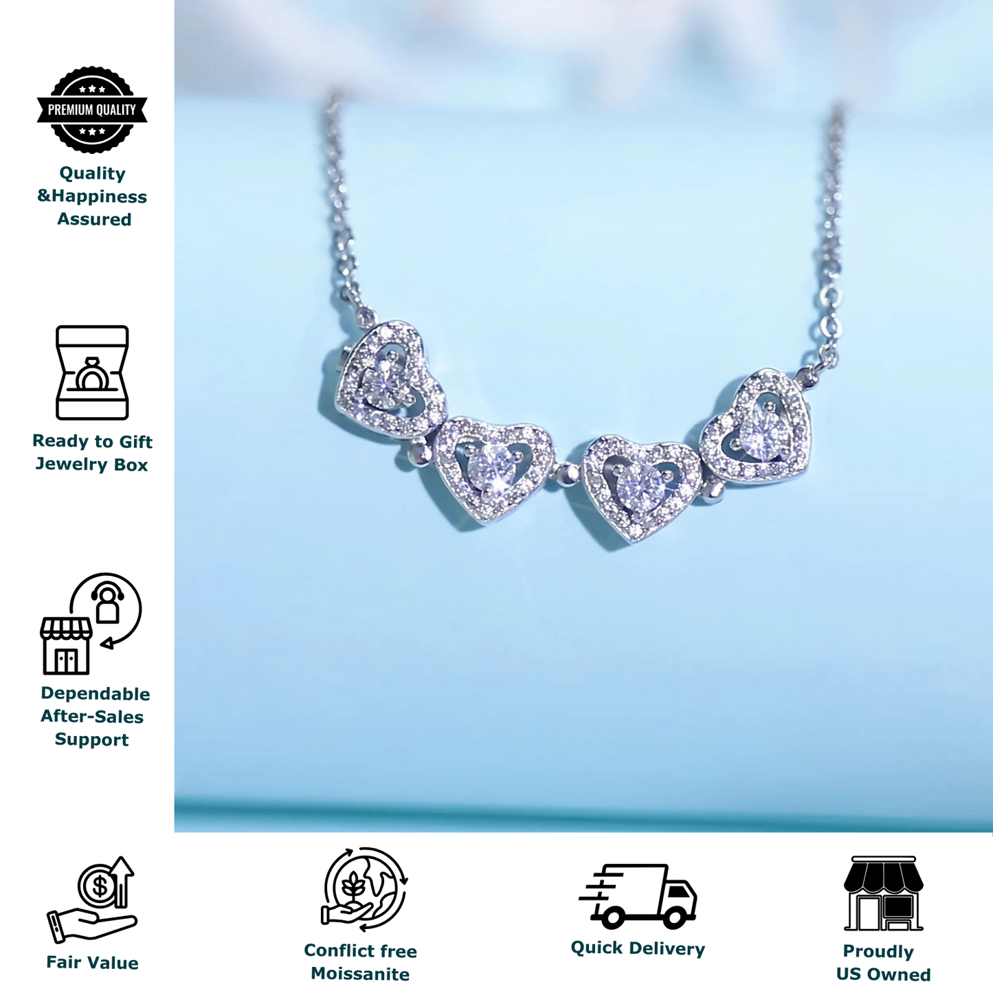 2-in-1 Moissanite Pendant Necklace for Women