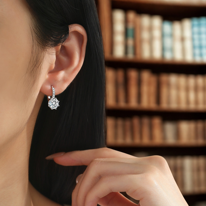 4.0 Carat (2*2) D color Moissanite Hoop Earrings for Women 925 Sterling Silver Earrings