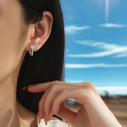 0.5 Carat Round Cut Moissanite Hoop Earring for Women