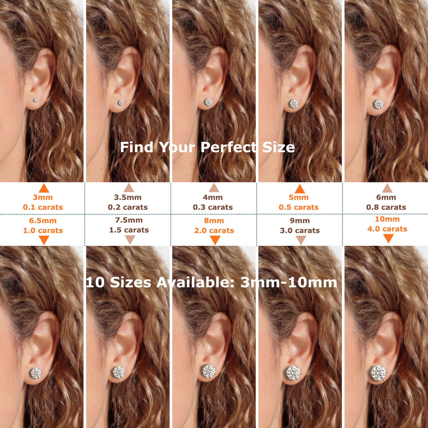 Moissanite Silver Stud Earrings Solitaire