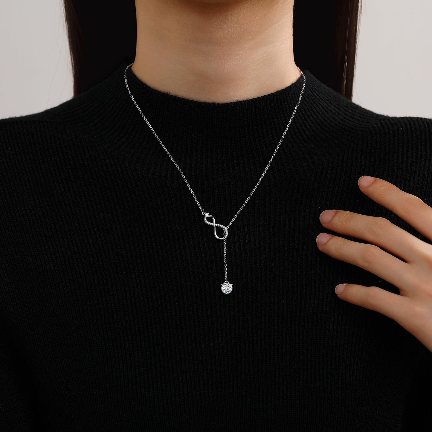 Moissanite Infinity Necklace for Women