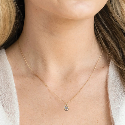 Moissanite Pendant Gold Necklace for Women, 1 Carat Moissanite Stone, Waterdrop Pendant, 14K Gold Plated 925 Sterling Silver Chain,