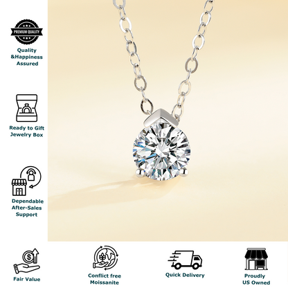 Moissanite Solitaire Pendant Necklace for Women, 1 Carat Minimalist Jewelry