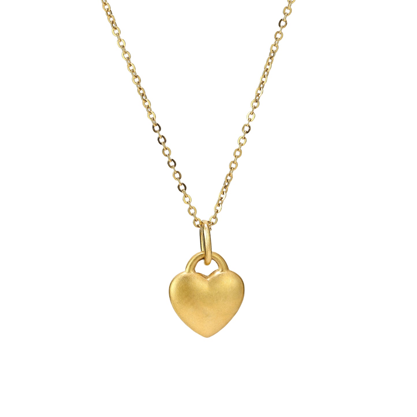 18K Gold Plated Solid Heart Pendant Necklace Bracelet Earring Set