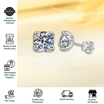Round-Cut 1 Carat Solitaire Each - Moissanite Stud Earrings for Women and Men
