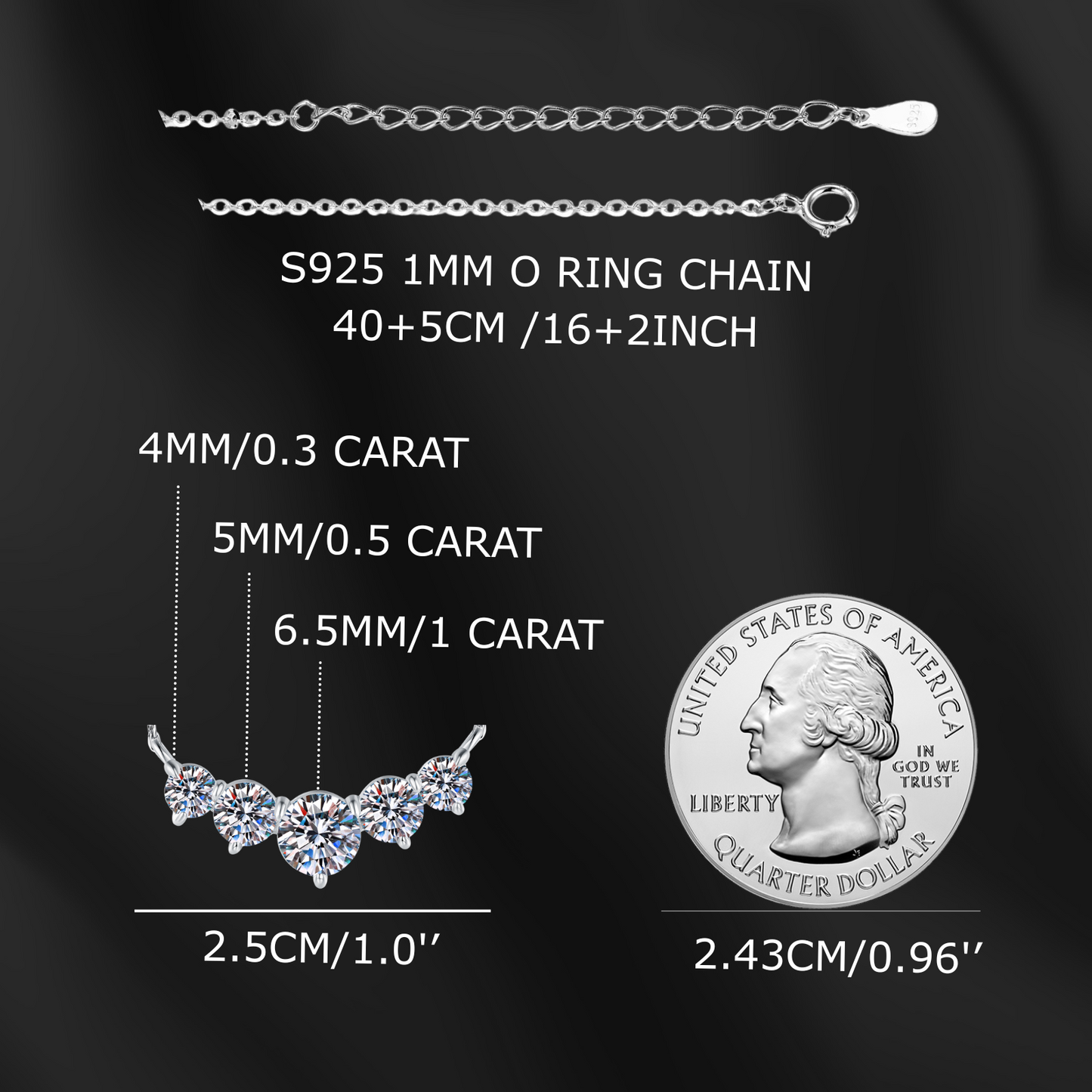 5-Stone Graduated Moissanite Pendant Necklace for Women