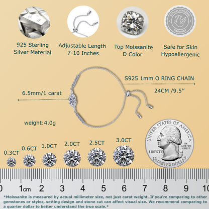 1 Carat Moissanite & Zircon Bracelet -Moissanite Jewelry for Women