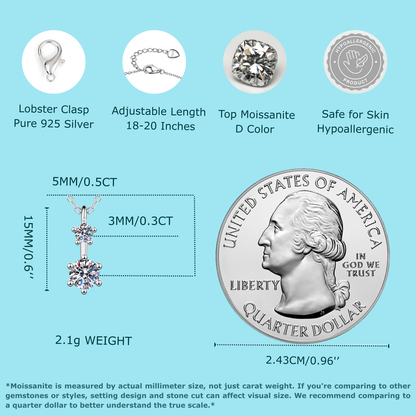2-Stone Graduated Moissanite Pendant Necklace for Women