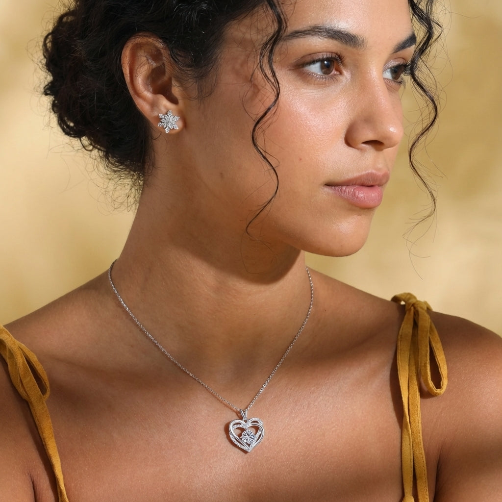 callalove Moissanite Double Heart Necklace for Women, Mother's Day Gift