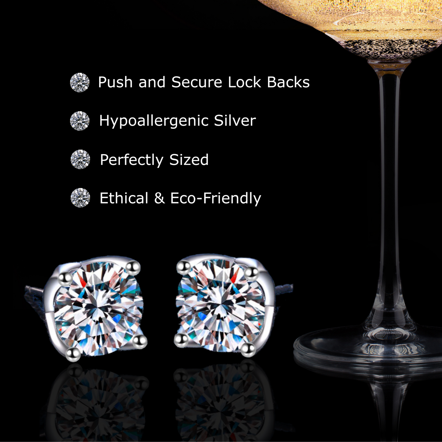 Round-Cut 1 Carat Solitaire Each - Moissanite Stud Earrings for Women and Men