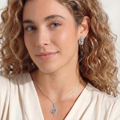 callalove Moissanite Wave Heart Necklace for Women, Mother's Day Gift