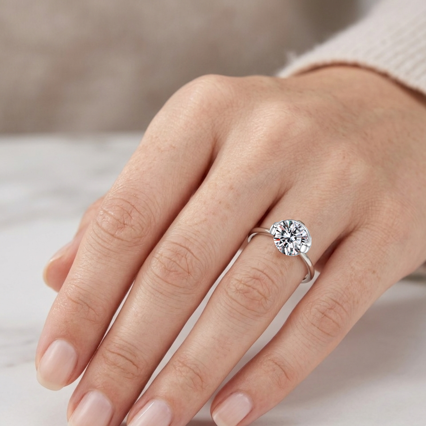 Moissanite Promise Ring for Women – 1 Carat Round Cut Stone