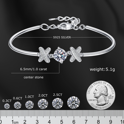 1 Carat X Letter Moissanite Bracelet - Moissanite Gemstone Jewelry for Women