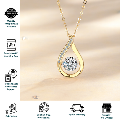 Moissanite Pendant Gold Necklace for Women, 1 Carat Moissanite Stone, Waterdrop Pendant, 14K Gold Plated 925 Sterling Silver Chain,