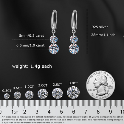3 Carat (1.5 * 2)  Moissanite Dangle Earrings for Women