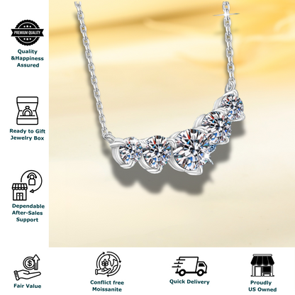 5-Stone Graduated Moissanite Pendant Necklace for Women