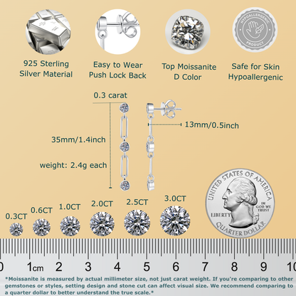 Moissanite Dangle Earrings for Women