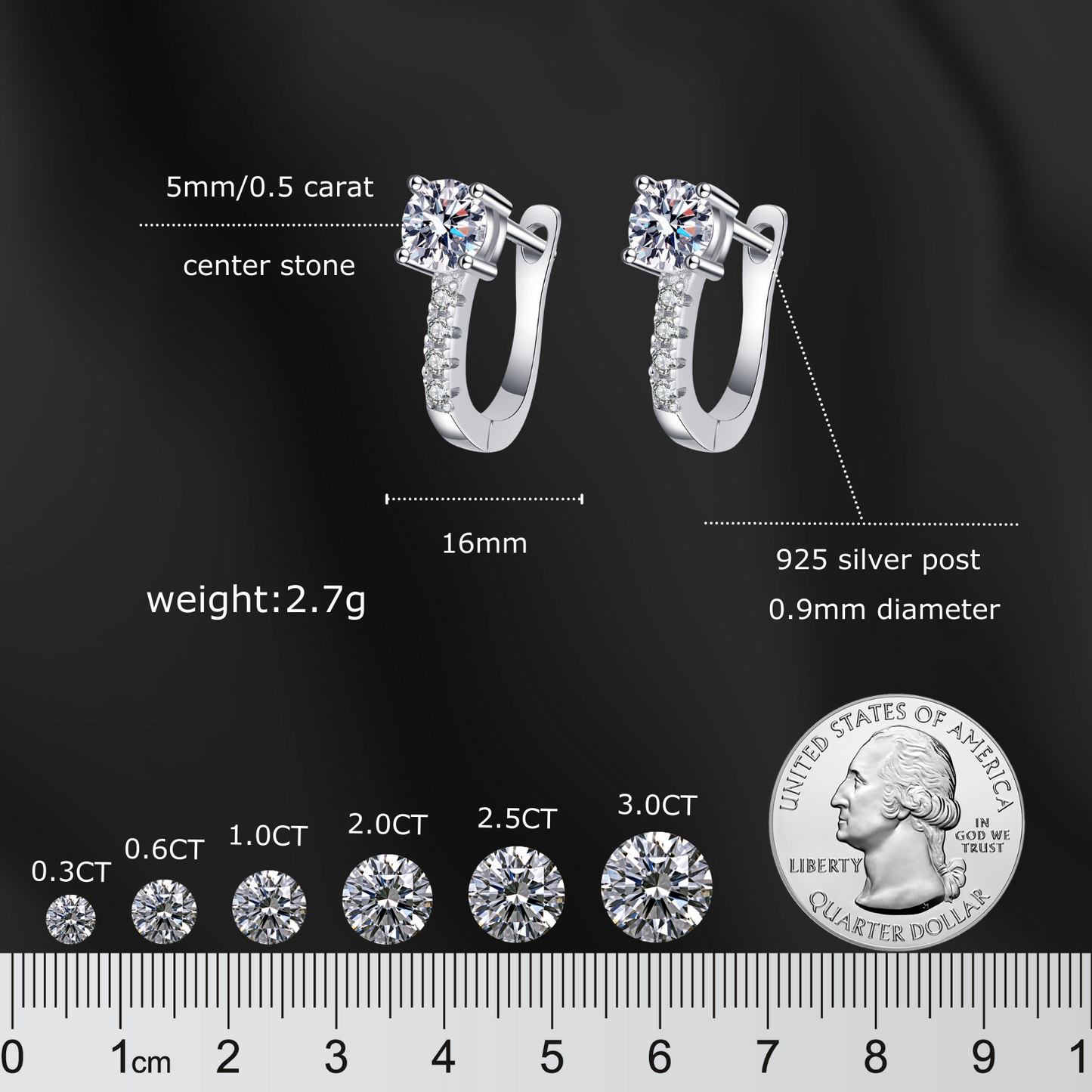 0.5 Carat Round Cut Moissanite Hoop Earring for Women