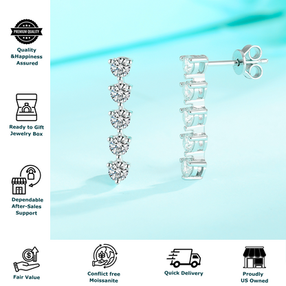 5-Stone Moissanite Stud Earrings for Women