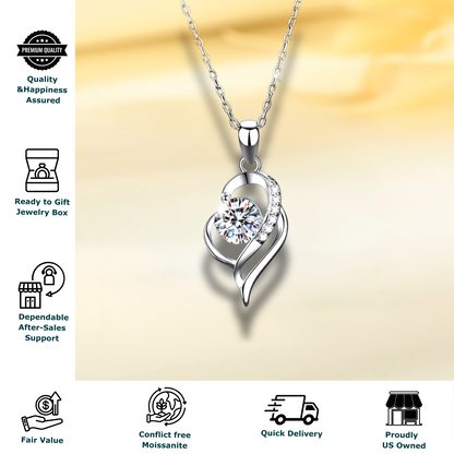 1 carat Heart-Shaped Moissanite Pendant Necklace for Women