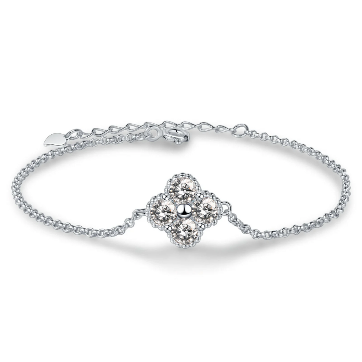 Moissanite Bracelet for Women Adjustable Sterling Silver Chain 6.5-8''