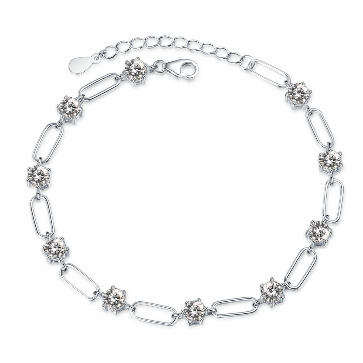 callalove Moissanite Silver Tennis Bracelet for Women, 3.0CT 10-Stone Moissanite Link