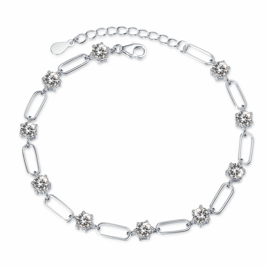 callalove Moissanite Silver Tennis Bracelet for Women, 3.0CT 10-Stone Moissanite Link