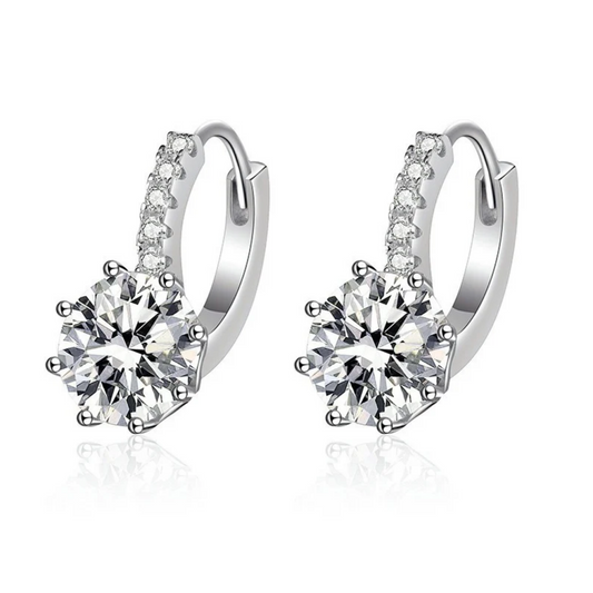 4.0 Carat (2*2) D color Moissanite Hoop Earrings for Women 925 Sterling Silver Earrings