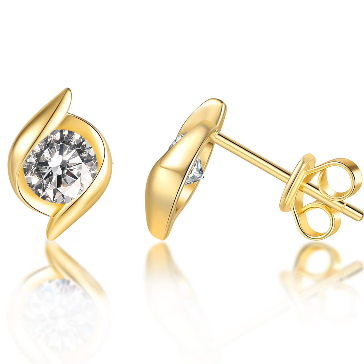 Moissanite Gold Earring Studs for Women