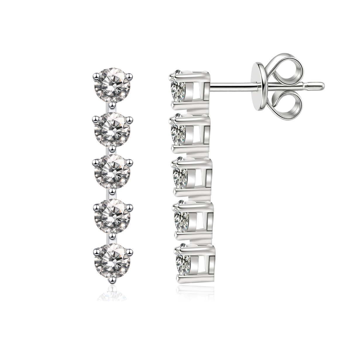 5-Stone Moissanite Stud Earrings for Women