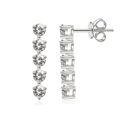 5-Stone Moissanite Stud Earrings for Women