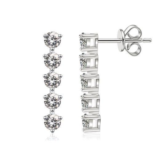 5-Stone Moissanite Stud Earrings for Women