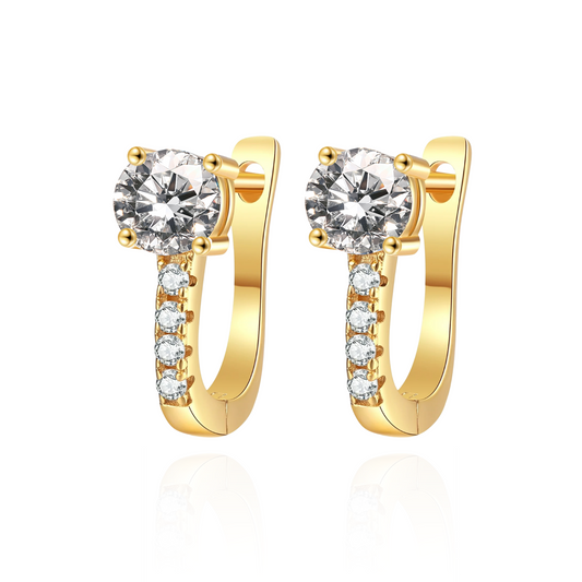 Moissanite Hoop Silver Gold Earring for Women - 0.5 Carat Round Cut Hoop Earrings