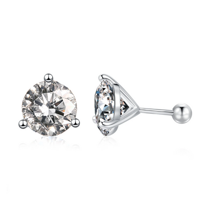 Moissanite Solitaire Stud Earrings for Women Men, 3 Prong 1 Carat Moissanite Stone, Simple Design