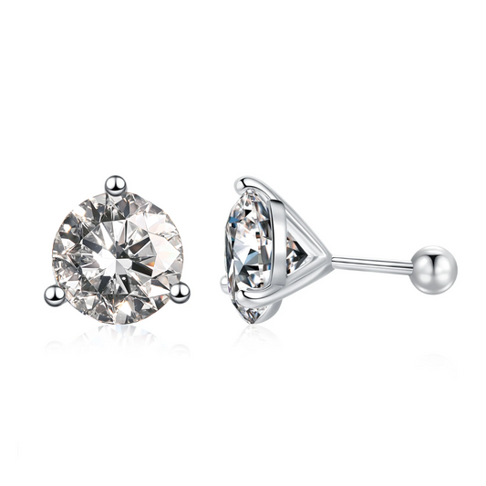 Moissanite Solitaire Stud Earrings for Women Men, 3 Prong 1 Carat Moissanite Stone, Simple Design