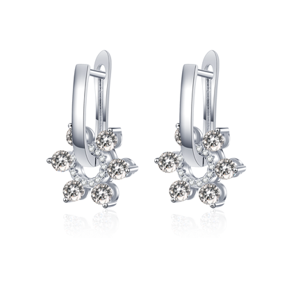Callalove Moissanite Huggie Hoop Earrings for Women 1-2 Carat Dangle Design with Pavé Accents