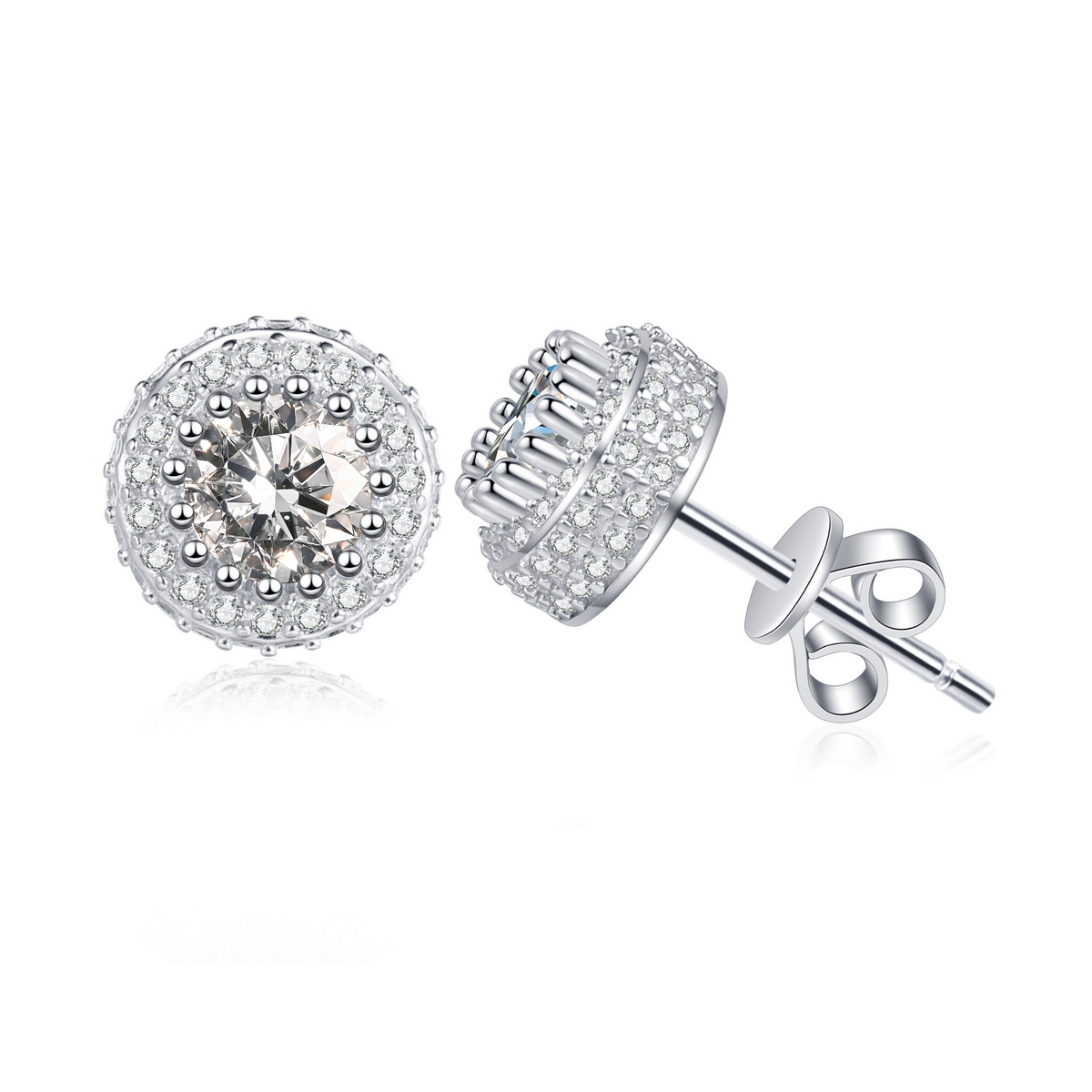 Callalove Moissanite Halo Stud Earrings for Women, 1CTTW Round Cut D Color VVS1 Moissanite