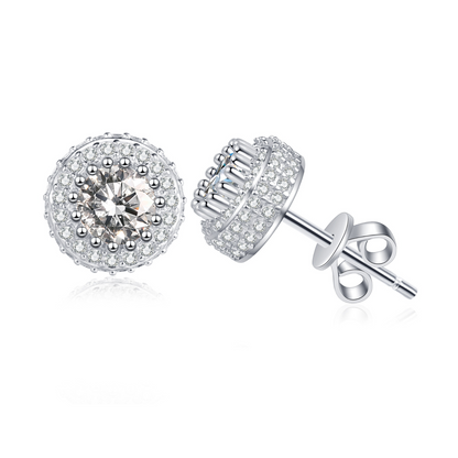 Callalove Moissanite Halo Stud Earrings for Women, 1CTTW Round Cut D Color VVS1 Moissanite