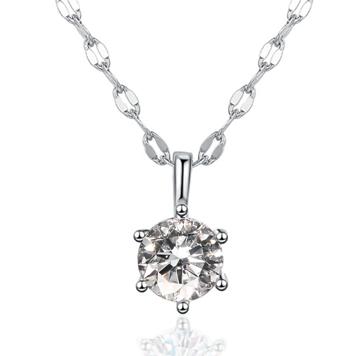 1 Carat Moissanite Pendant for women 925 Sterling Silver Hammered Chain