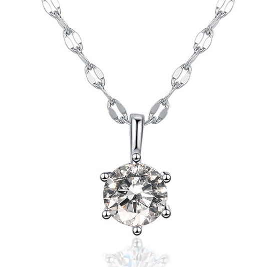 1 Carat Moissanite Pendant for women 925 Sterling Silver Hammered Chain