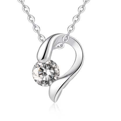 Moissanite Heart Necklace for Women 18-20 Inch Chain