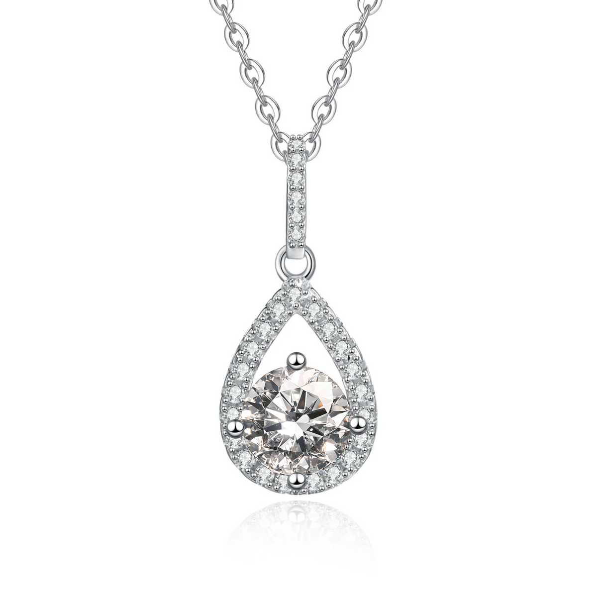 Waterdrop Moissanite Pendant Necklace for Women, 1 Carat Solitaire