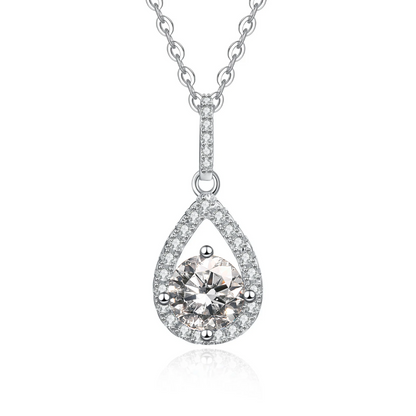 Waterdrop Moissanite Pendant Necklace for Women, 1 Carat Solitaire