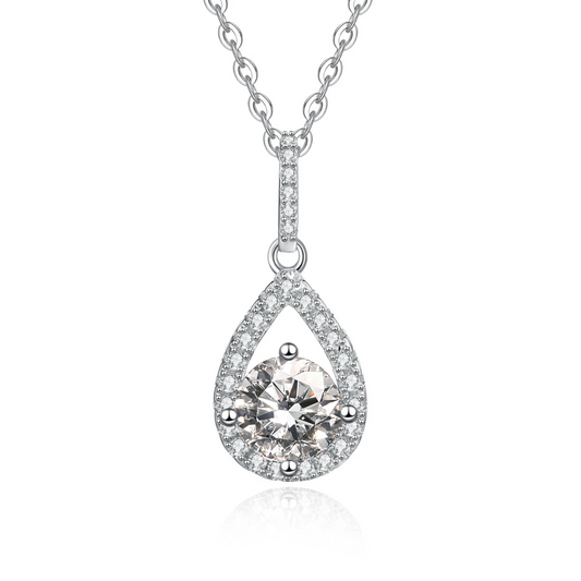 Waterdrop Moissanite Pendant Necklace for Women, 1 Carat Solitaire