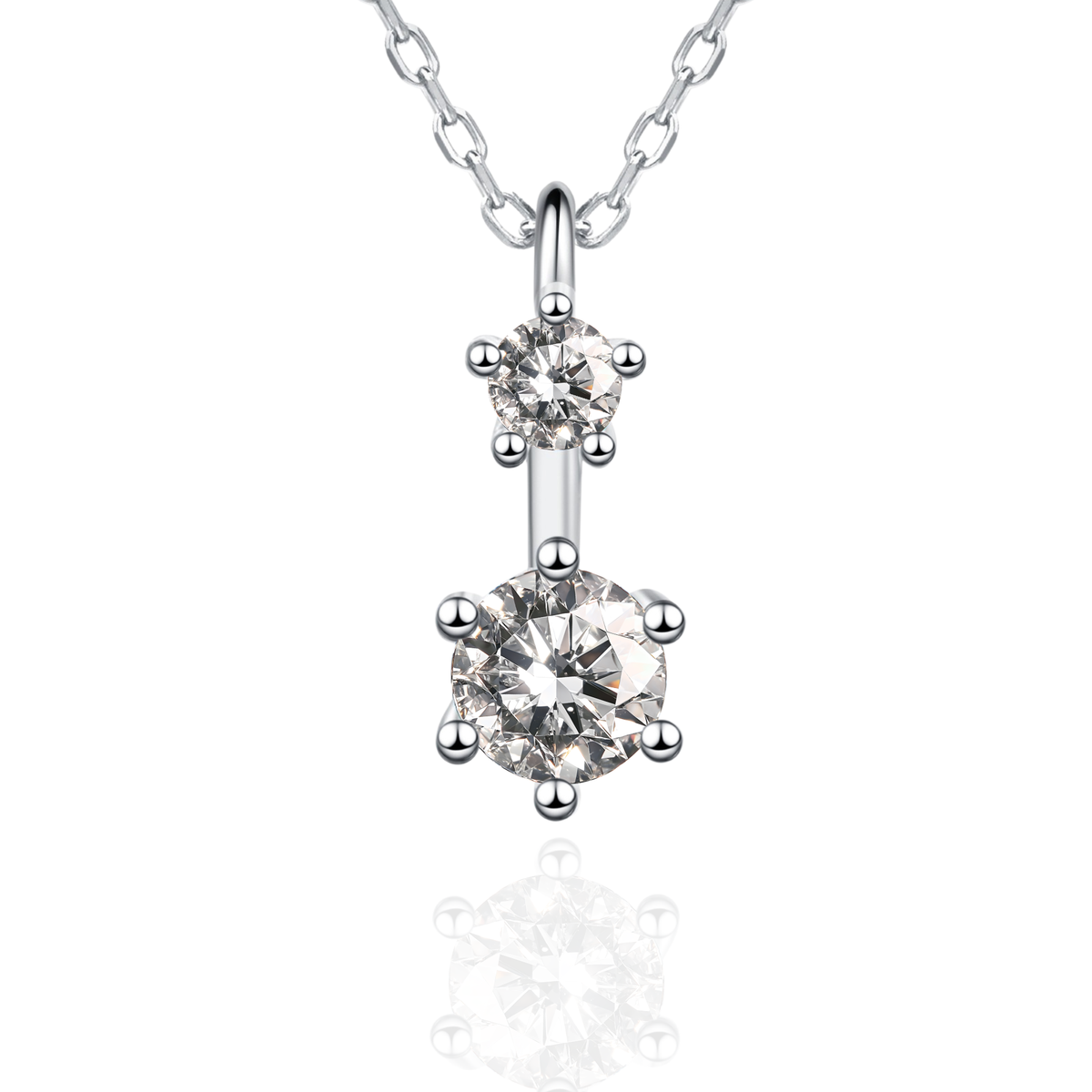 2-Stone Graduated Moissanite Pendant Necklace for Women
