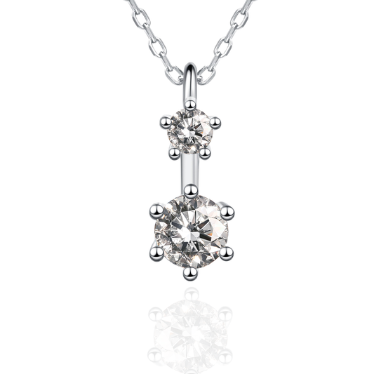 2-Stone Graduated Moissanite Pendant Necklace for Women