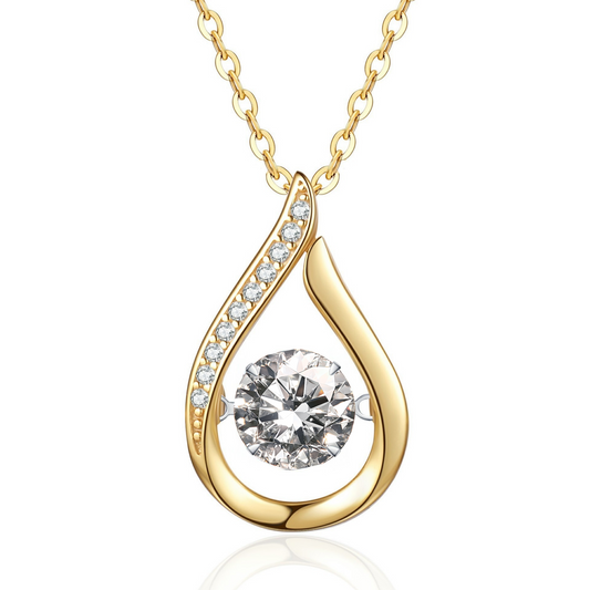 Moissanite Pendant Gold Necklace for Women, 1 Carat Moissanite Stone