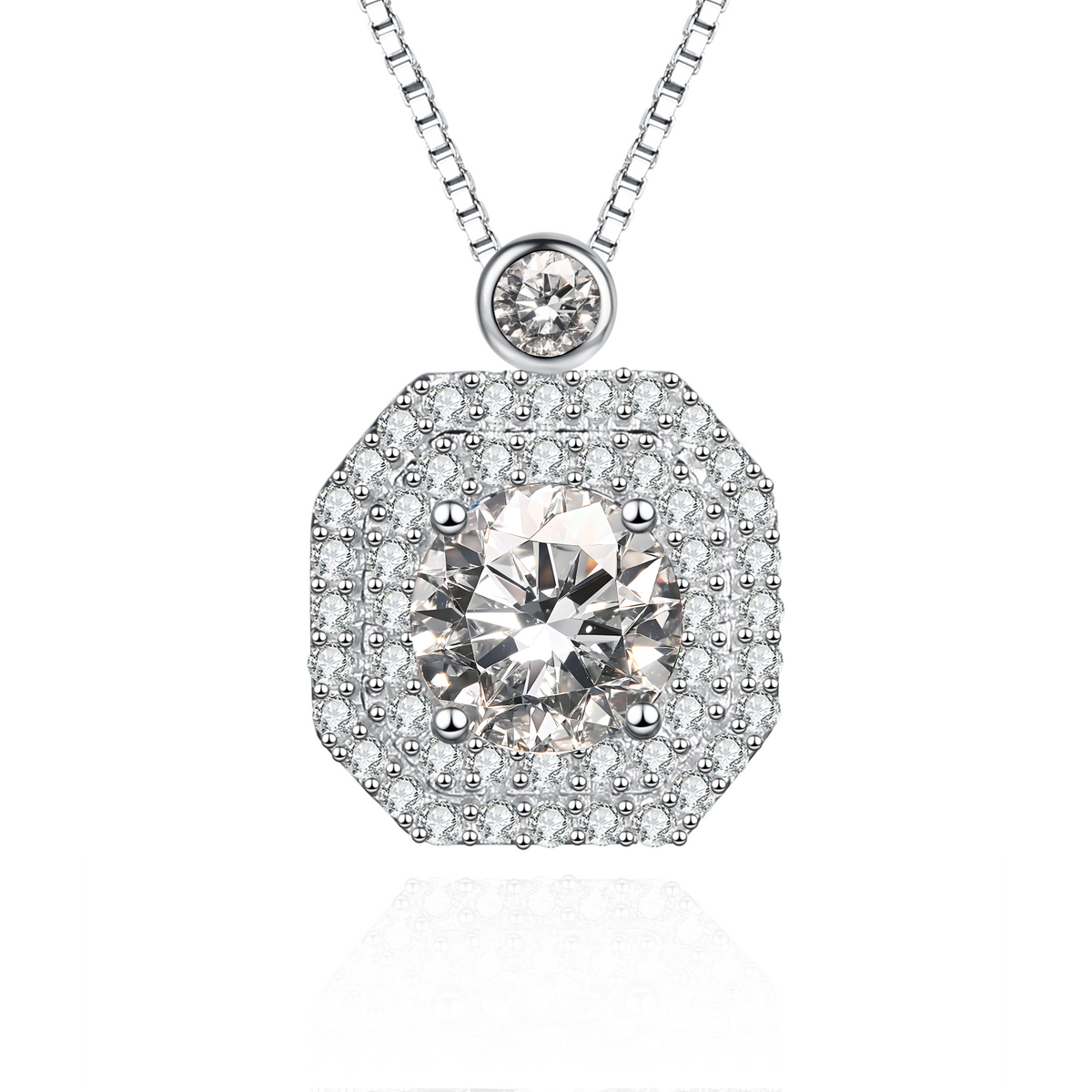callalove Classic Halo style Moissanite Pendant Necklace for Women